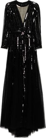 Saiid Kobeisy Abito lungo con paillettes - Nero