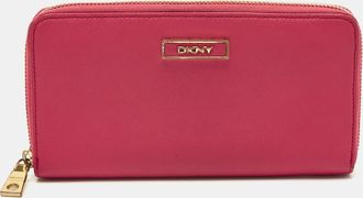 DKNY Dkny Pink Leather Logo Zip Continental Wallet
