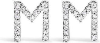 House of Brilliance 10K Gold 1/10 Cttw Diamond Initial A to Z Stud Earring in White Gold | M at Nordstrom