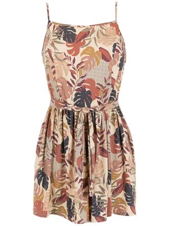Amir Slama Playsuit met palmbladprint - Beige