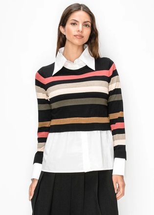 YAL New York Two-in-One Striped Knit Top