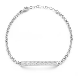 Glaze Jewelry Sterling Silver Thin Pave ID Bracelet