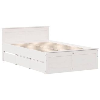 Berkfield Home Durable Bed Frame Frame with Headboard White 120x190 cm Small Dou | Size: Small Double