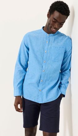 Fat Face FatFace Bugle Bright Blue Long Sleeve Grandad Linen Cotton Shirt