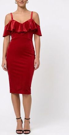 Rachel Roy Marcella Off the Shoulder Ruffle Midi Dress in Chili at Nordstrom, Size Xx-Large