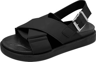 Generic Cocila Ladies Walking Sandals Summer Leather Casual Shoes Comfortable Flat Suitable For Women And Black, 4.5 Size 2 Arch Support Wide Fit Platform Com