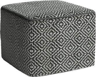Simpli Home Briella Boho Square Woven Outdoor/ Indoor Pouf