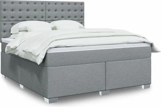 vidaXL Vidaxl - Cama Box Spring Con Colch&oacute;n Tela Gris Claro 180x200 Cm