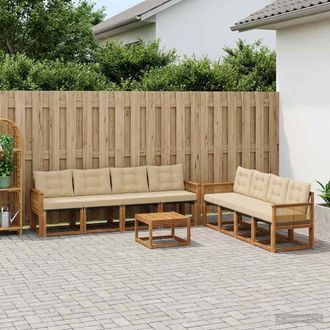 vidaXL Vidaxl Set Di Divani Da Esterno 9 Pz Naturale E Beige