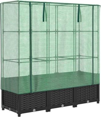 vidaXL Vidaxl - Arriate Con Cubierta Invernadero Aspecto Rat&aacute;n 120x40x138 Cm