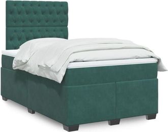 vidaXL Cama Box Spring Con Colch&oacute;n Terciopelo Verde Oscuro 120x200 Cm Vidaxl