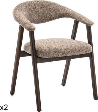 Happy Garden Pack de 2 sillas de madera oscura y tejido jaspeado beige