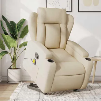 vidaXL Vidaxl - Silla De Masaje Reclinable De Pie De Tela Color Crema