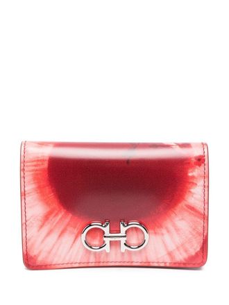 Ferragamo Portafoglio Gancini con fantasia tie-dye - Rosso