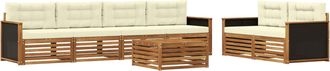 vidaXL Conjunto De Sof&aacute;s De Exterior 7 Uds. Natural Y Crema Poli&eacute;ster Vidaxl