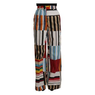Dolce & Gabbana Wide Broeken - Dames - Wijde Broeken - Veelkleurig - XS - Katoen - Broeken