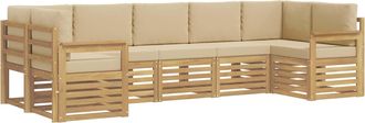 vidaXL Conjunto De Sof&aacute;s De Exterior 6 Uds. Blanco Y Beige Poli&eacute;ster Vidaxl