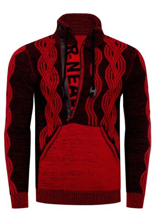 Rusty Neal Trui met 1/2 rits in contrasterend design