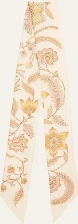 Loro Piana Daffodil Garden Skinny Silk Twill Scarf