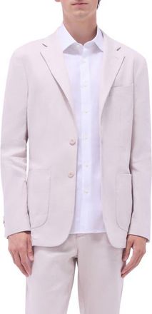 Bugatchi Stretch Linen & Cotton Blend Blazer in Stone at Nordstrom, Size 40