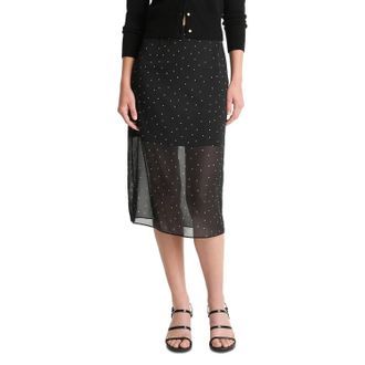 Vince Sheer Dot Straight Midi Skirt In Charcoal