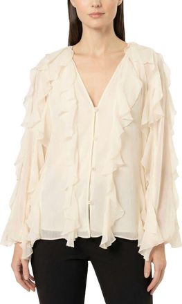 Area Stars Flyn Ruffle Blouse in Ivory at Nordstrom, Size X-Small L