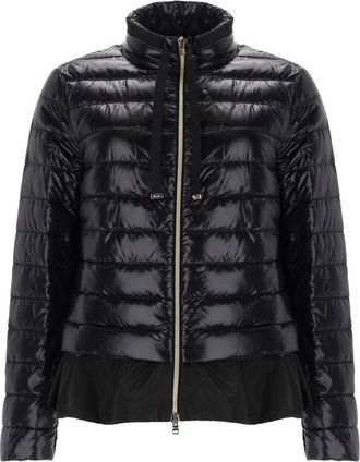 Herno Neutrals Shiny Ruffled Hem Polyamide Down Jacket