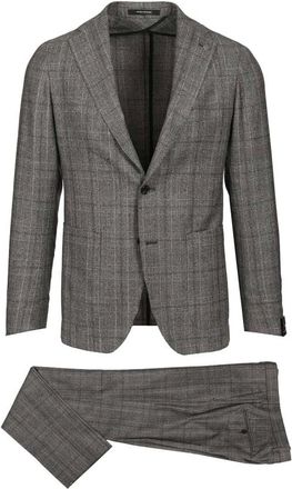 Tagliatore Montecarlo Prince of Wales Suit - male - Tagliatore - Single Breasted Suits - Gray - L - Suits