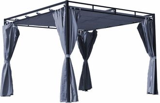 Quick-Star Quick-star - Ersatzdach Flachdach Pergola Firenze 3x3 Meter Grau Pavillon Ersatzbezug