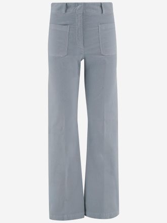 Ql2 Quelledue Womens Trousers Nina Light Blue Cotton