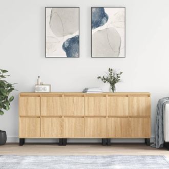 vidaXL Vidaxl - Aparadores 3 Uds Madera Contrachapada Color Roble Sonoma