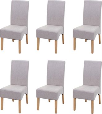 Hhg Hhg - Nunca Usado] Lote De 6 Sillas De Comedor Latina, Silla De Cocina, Tela/textil Certificado Mvg, Beige Crema, Patas Claras