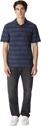Missoni Short Sleeve Cotton Polo With Zigzag Pattern in Blue at Nordstrom, Size Xx-Large