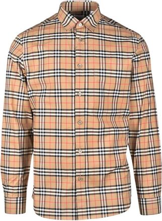 Burberry Vintage Check Overhemd - Heren - Casual Overhemden - Beige - M - Katoen - Overhemden