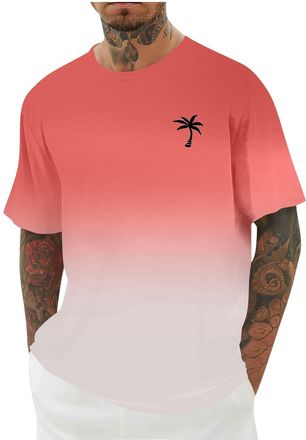 Generic Personalised Tshirts for Men, Mens T Shirts Mens Fashion Casual T-Shirts Breathable Lightweight Tee Top Hawaiian Print Summer Camping Hiking Holidays 