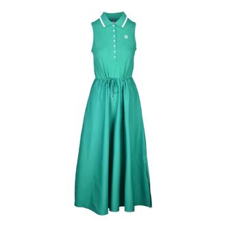 Tommy Hilfiger Katoenen Lange Jurk met Zakken - Dames - Casual kleedjes - Groen - XS - Katoen - Kleedjes
