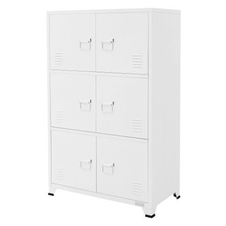 ML Design Ml-design Archivador De Oficina 75x40x120,5 Cm Acero Blanco Armario Independiente Con 4 Patas Mesita Auxiliar Met&aacute;lica Con 6 Puertas Y 3 Compartimento