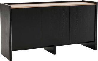 Oviala Aparador moderno rectangular de 3 puertas L140 cm madera negra
