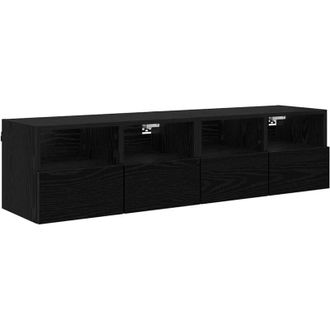 vidaXL TV Wall Cabinets Wall-mounted 2 pcs Black Oak 60 x 30 x 30 cm vidaXL
