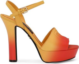 Dolce & Gabbana 85mm platform leather sandals - women - Leather/Calf Leather/Goat Skin/Calf Leather - 38.5 - Orange