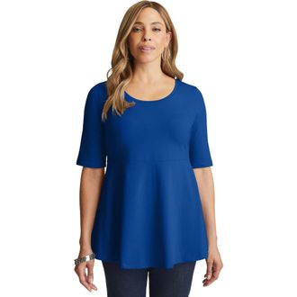 Jessica London Stretch Cotton Peplum Tunic in Dark Sapphire at Nordstrom, Size 12