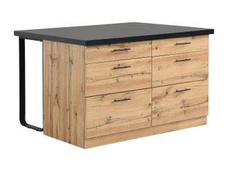 Vente-Unique Isla de cocina con 6 cajones de MDF y metal - Negro y Natural claro - ALEGRITA