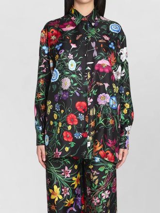 Gucci silk twill shirt flora print motif