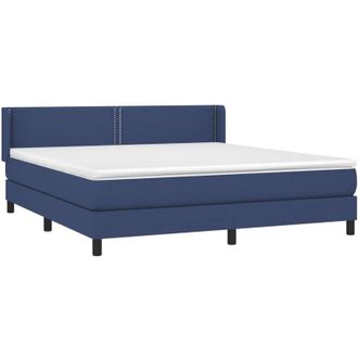 vidaXL Cama Box Spring Con Colch&oacute;n Tela Azul 180x200 Cm Vidaxl