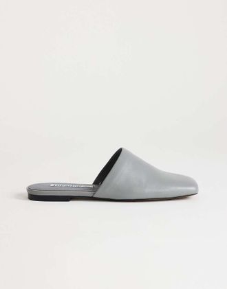 Topshop Cressida - Sabot premium in vero camoscio color cammello con punta squadrata-Grigio