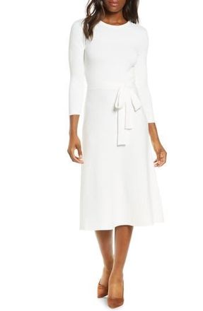 Eliza J Fit & Flare Sweater Dress in Ivory at Nordstrom Rack, Size X-Large