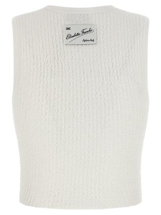 Elisabetta Franchi Ribbed Crop Tank Top - White