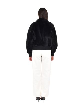 Max Mara Womens Front Zip Closure Black Jacket Alpaca