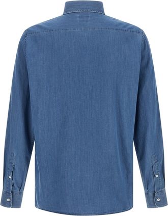 Brunello Cucinelli Mens Blue Cotton Blouse