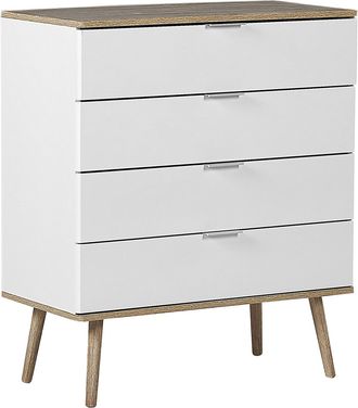 Beliani Beliani - C&oacute;moda Aparador Blanco Con 4 Cajones 93 X 79 Cm Armario De Almacenamiento Estilo Escandinavo Walpi